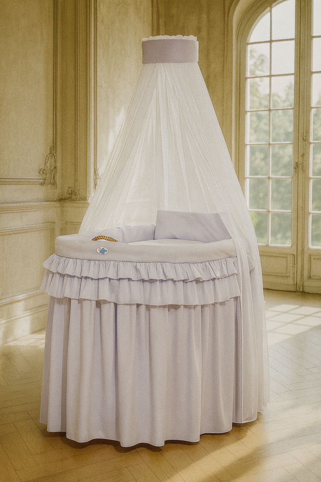 Moses Basket Wicker drape crib - Little Prince gray