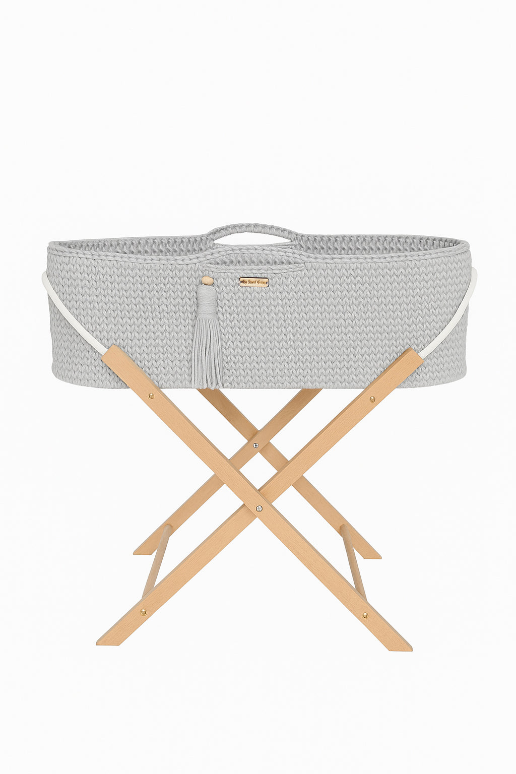 Moses basket BOHO Handmade with stand - light gray