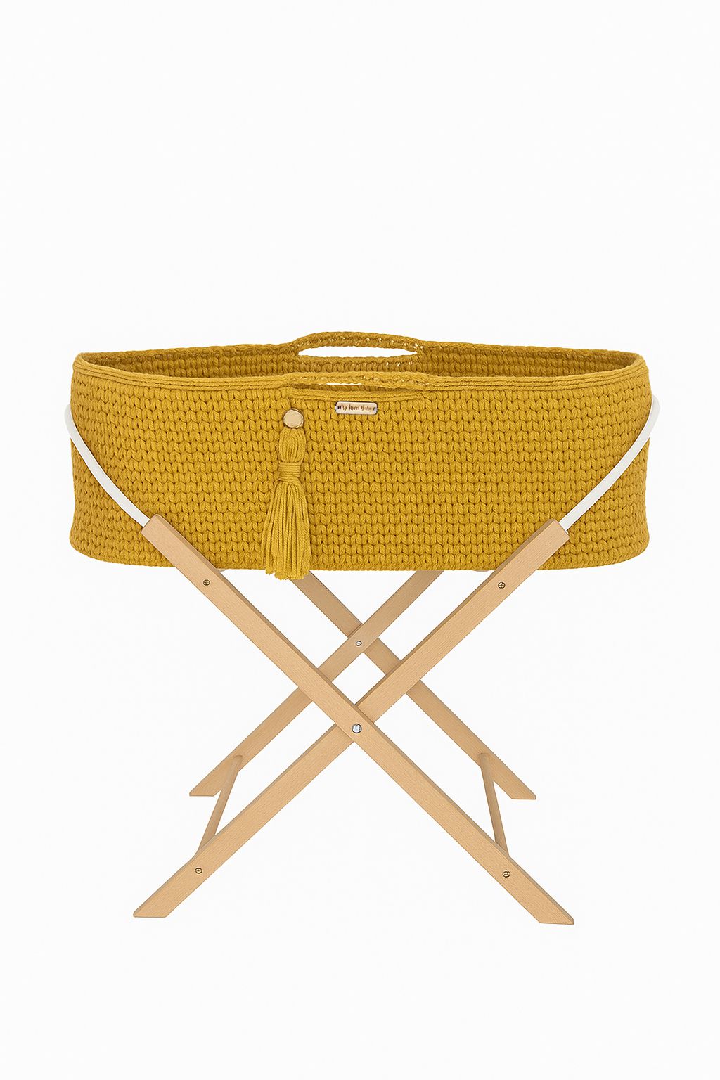 Moses basket BOHO Handmade with stand - honey yellow