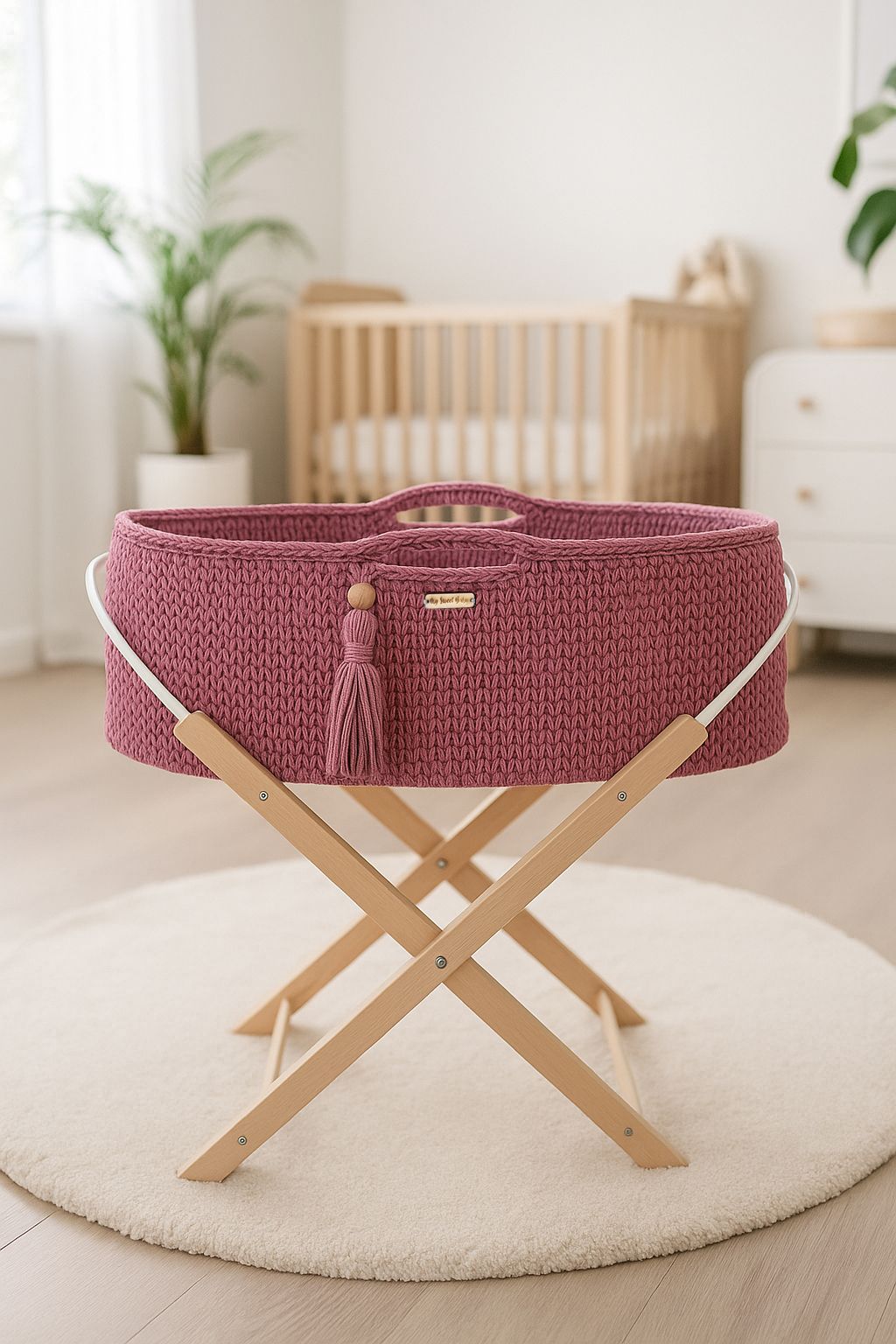 Moses basket BOHO Handmade with stand - blossom