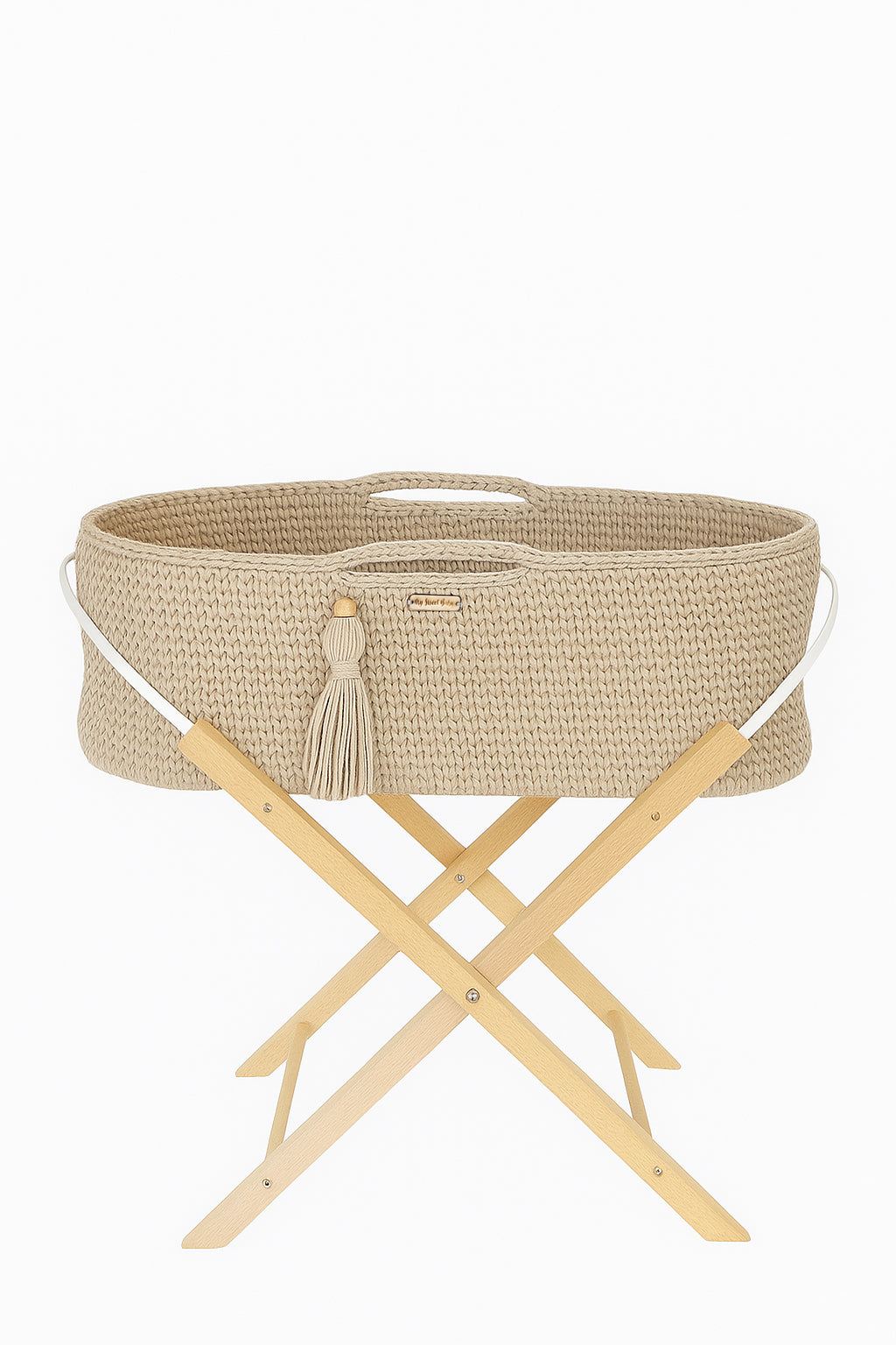 Moses basket BOHO Handmade with stand - light beige