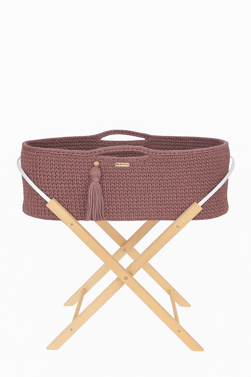 Moses basket BOHO Handmade with stand - mauve