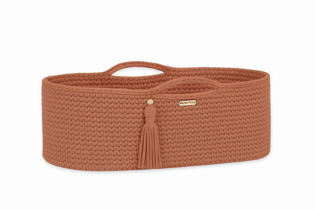 Moses basket BOHO Handmade cotton with mattress - caramel