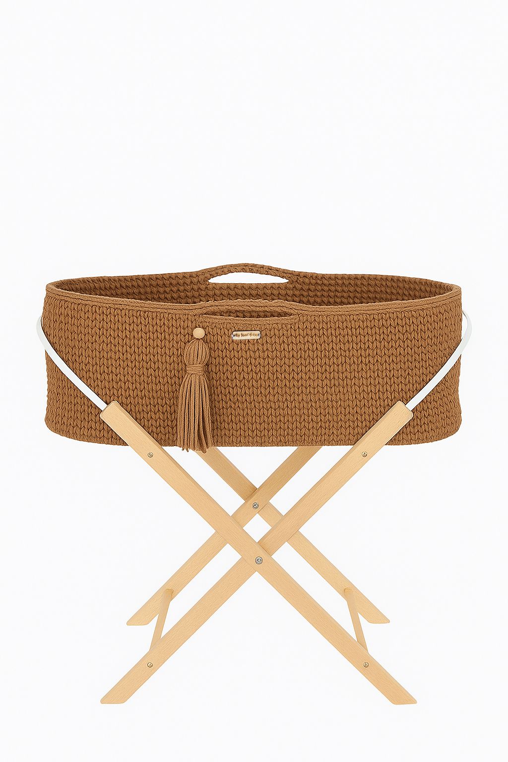 Moses basket BOHO Handmade with stand - caramel
