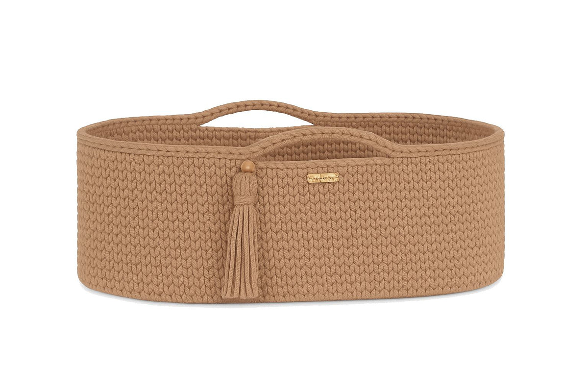 Moses basket BOHO Handmade cotton with mattress - sand