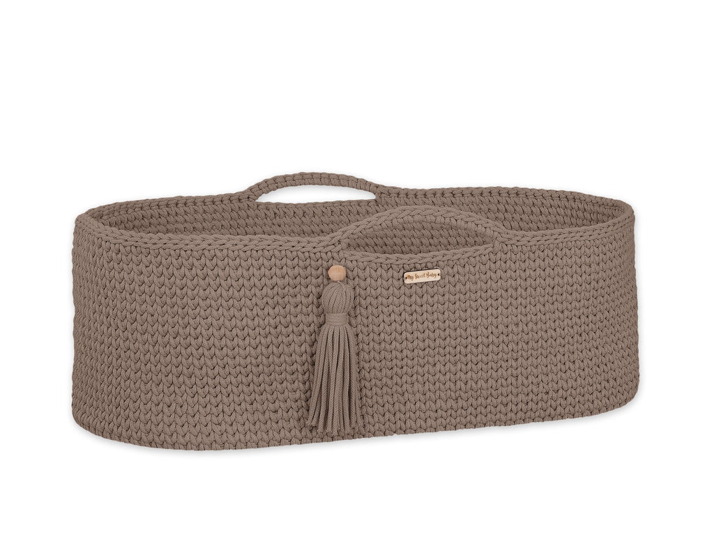 Moses basket BOHO Handmade cotton with mattress - sand
