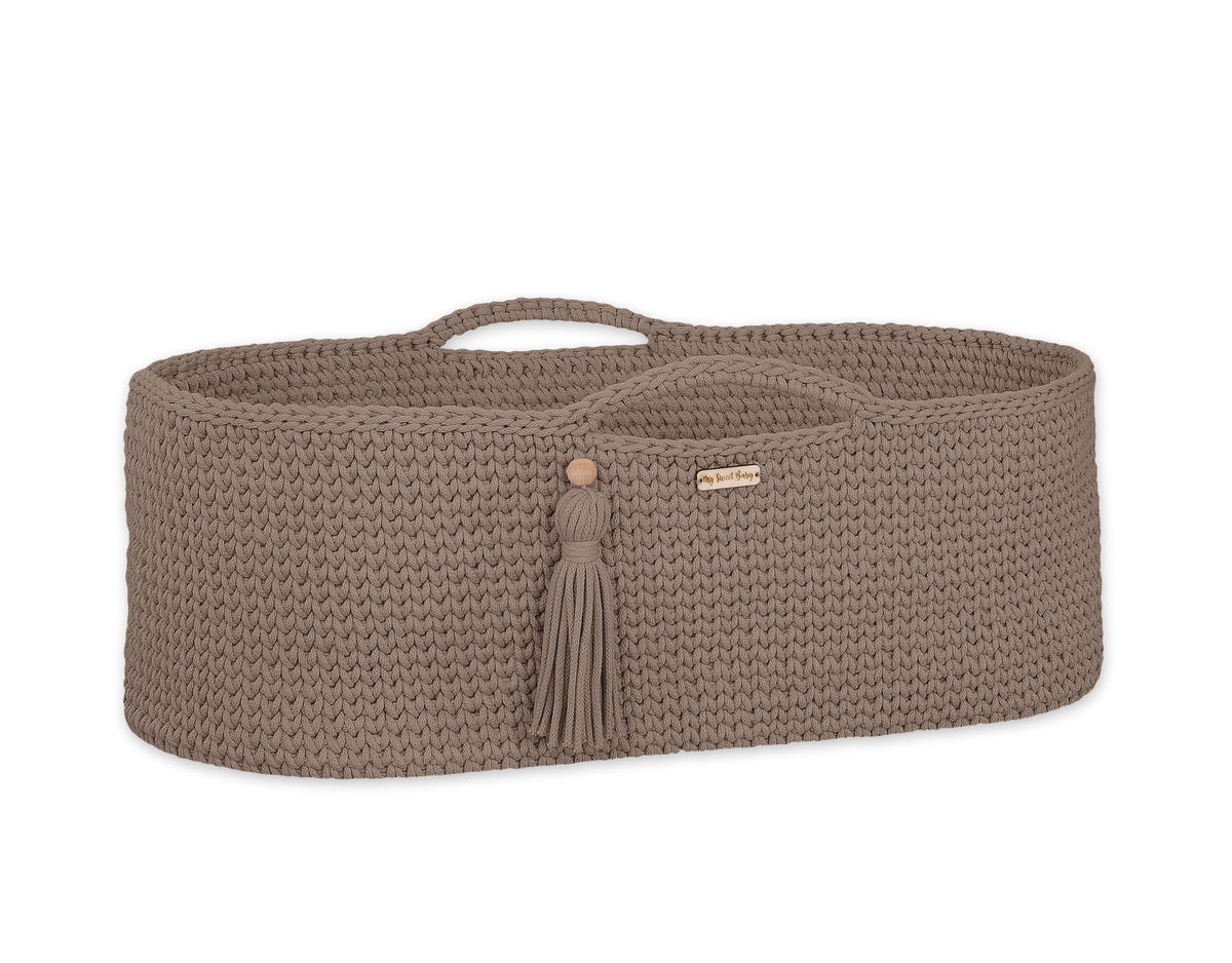 Moses basket BOHO Handmade cotton with mattress - sand
