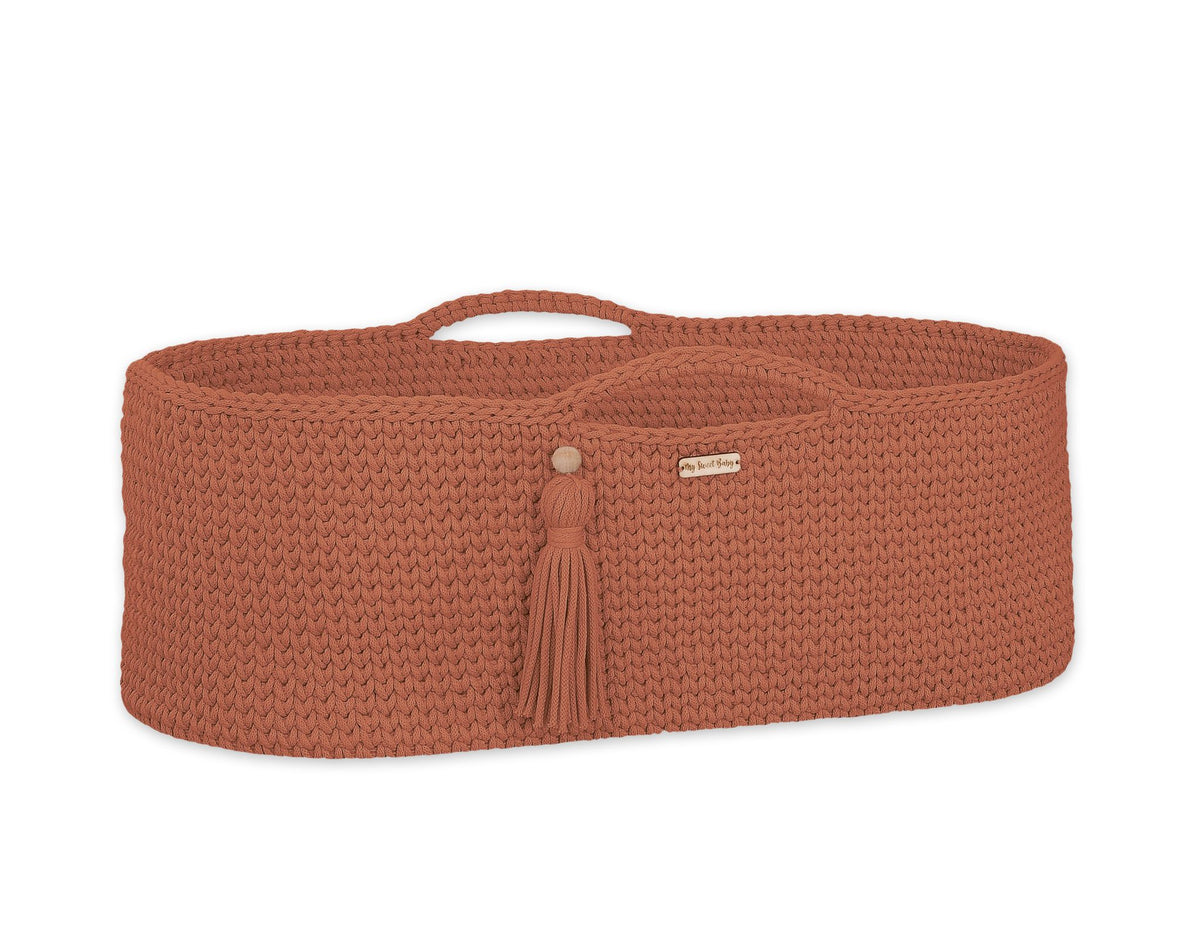 Moses basket BOHO Handmade cotton with mattress - terracotta