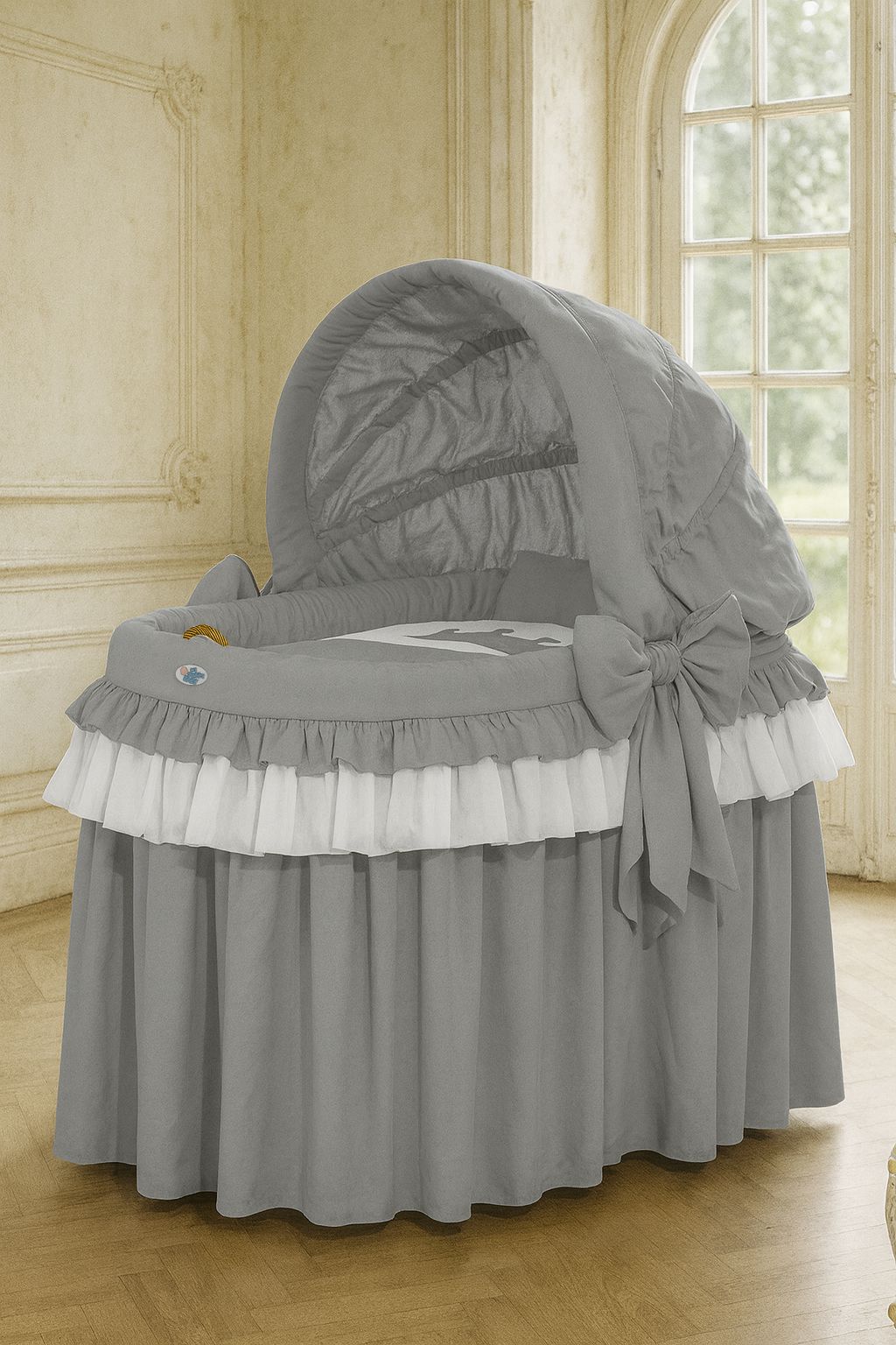 Moses Basket/Wicker hood crib - Little Prince anthracite