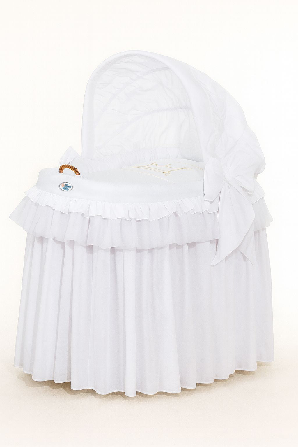 Moses Basket/Wicker crib with hood - Little Prince white