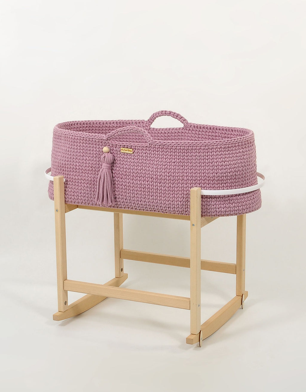 Moses basket BOHO Handmade with cradle - lavender