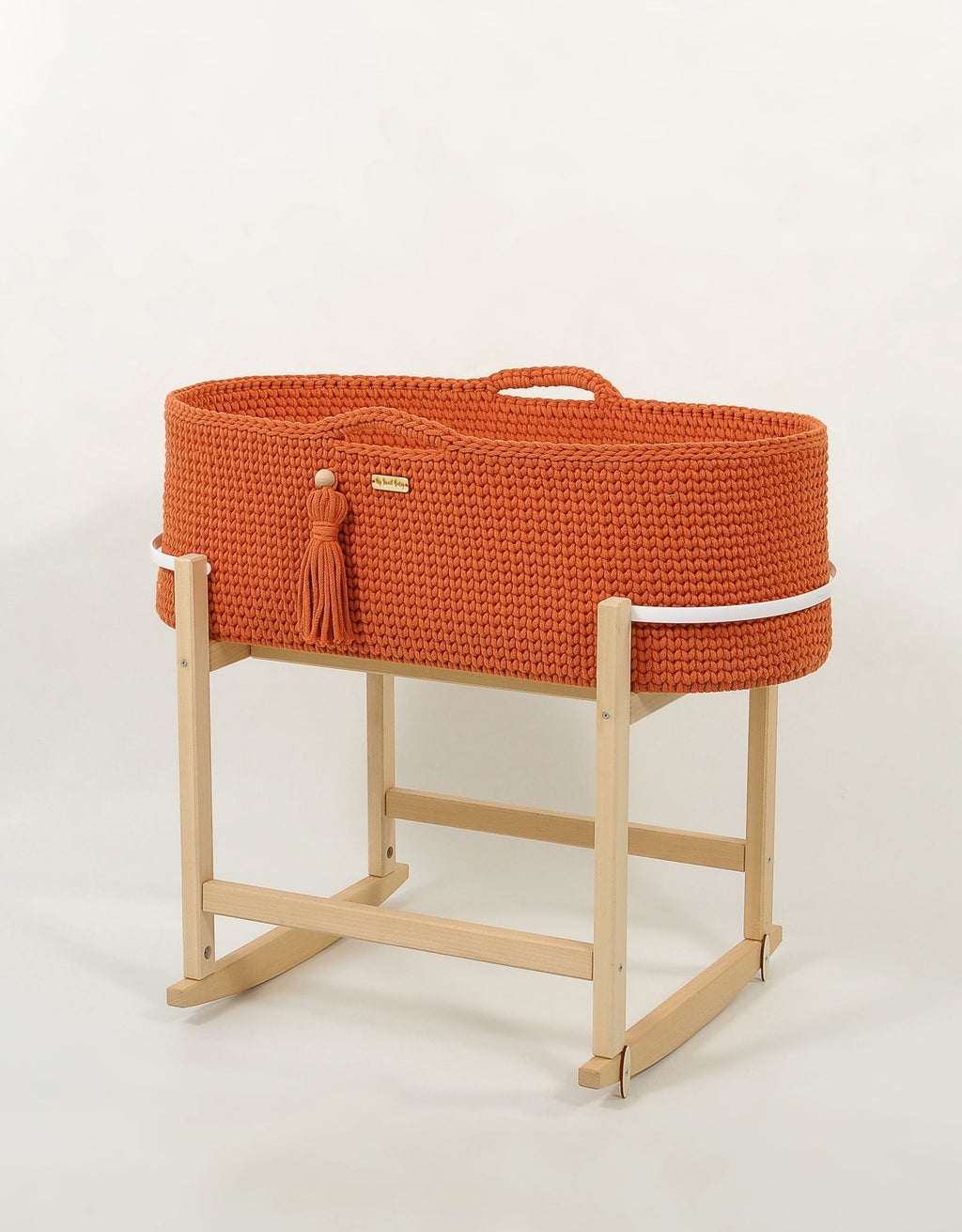 Moses basket BOHO Handmade with cradle - terracotta
