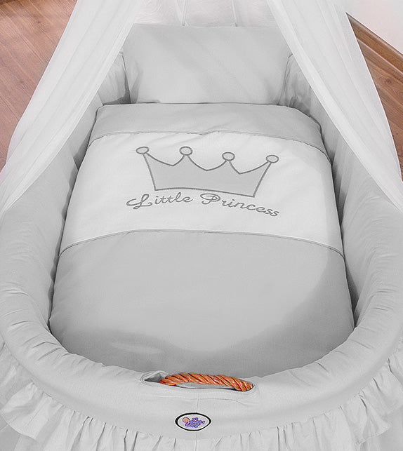 Moses Basket Wicker drape crib - Little Prince gray