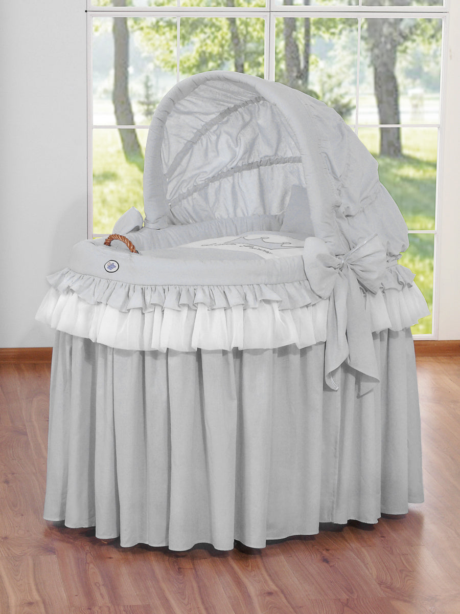 Moses Basket/Wicker hood crib - Little Prince gray