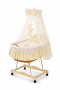 Moses Basket Wicker drape crib Good night - natural + cream bedding