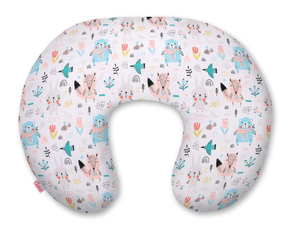 Breastfeeding Pillow Nursing Croissant Pillow, removable, Hands-Free Feeding- blue teddy bears