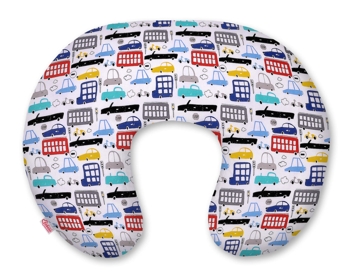 Breastfeeding Pillow Nursing Croissant Pillow, removable, Hands-Free Feeding- colorful cars