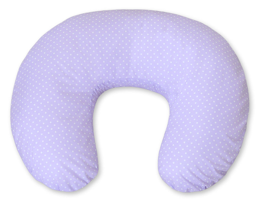 Breastfeeding Pillow Nursing Croissant Pillow, removable, Hands-Free Feeding - polka dots on lilac