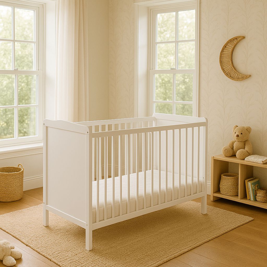Wooden white baby cot 120x60cm Matteo