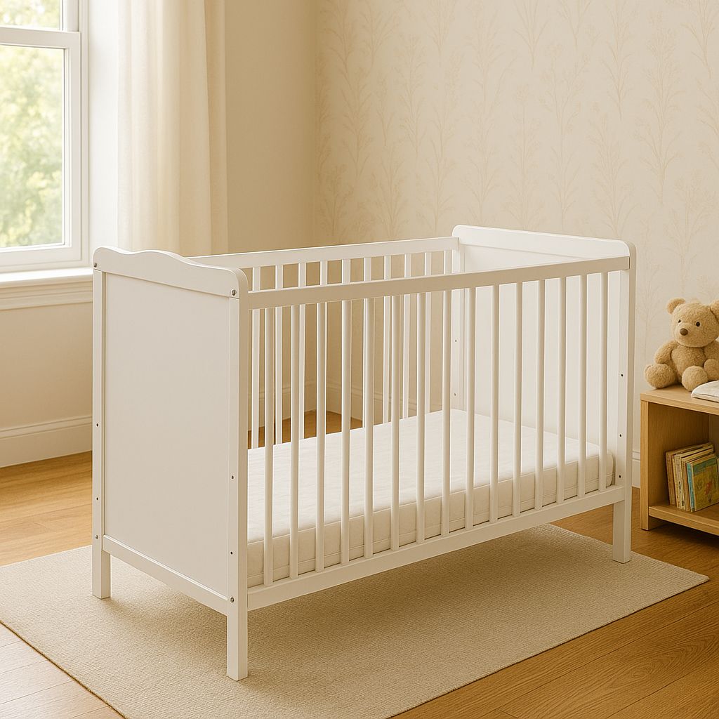 Wooden white baby cot 120x60cm Matteo