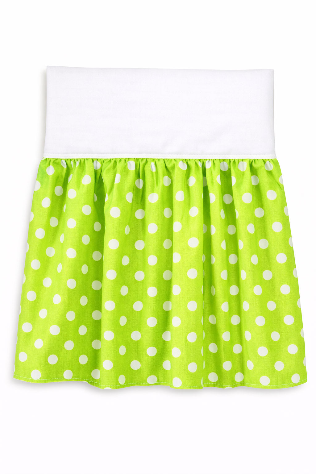 Dust Ruffle Crib - Bed Skirt - Masking flounce 120x60cm - white dots on green
