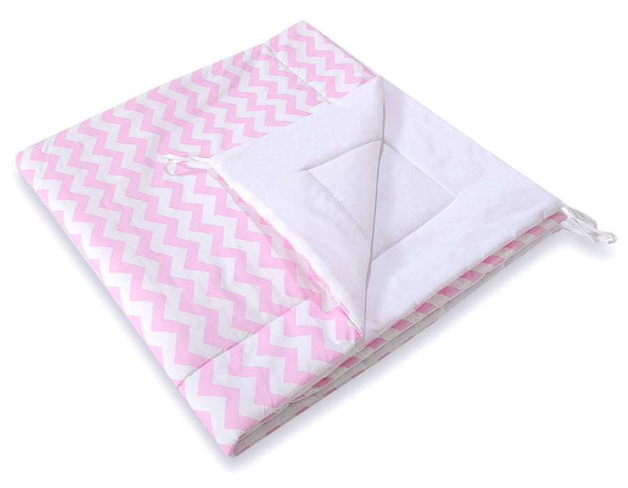 Teepee tent for kids +play mat + decorative feathers - Chevron pink