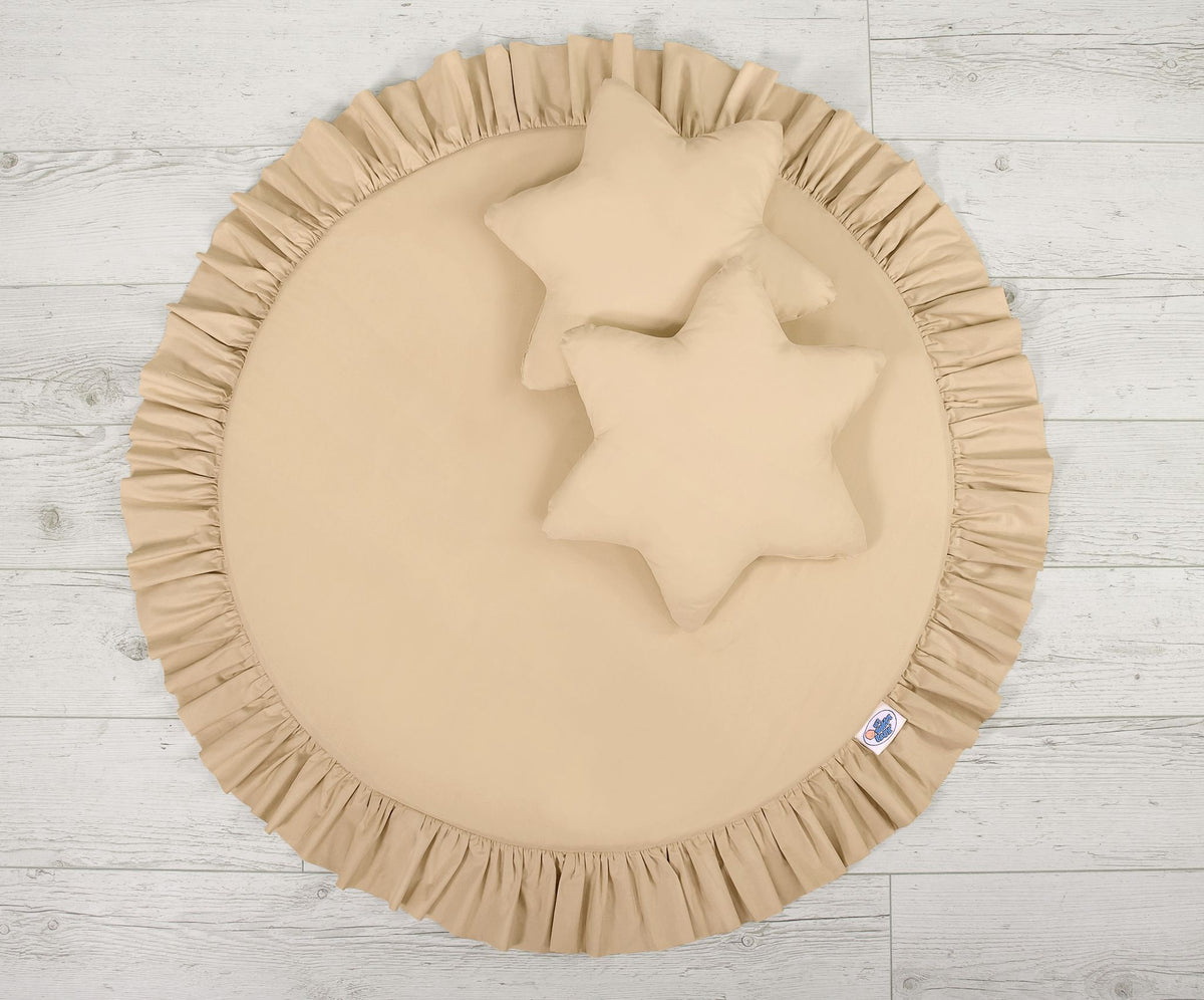 Set: Hanging baldachin for children's room cotton + Floor play mat- beige