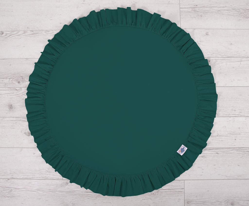 Set: Hanging baldachin for children's room cotton + Floor play mat + pillows - bottle green