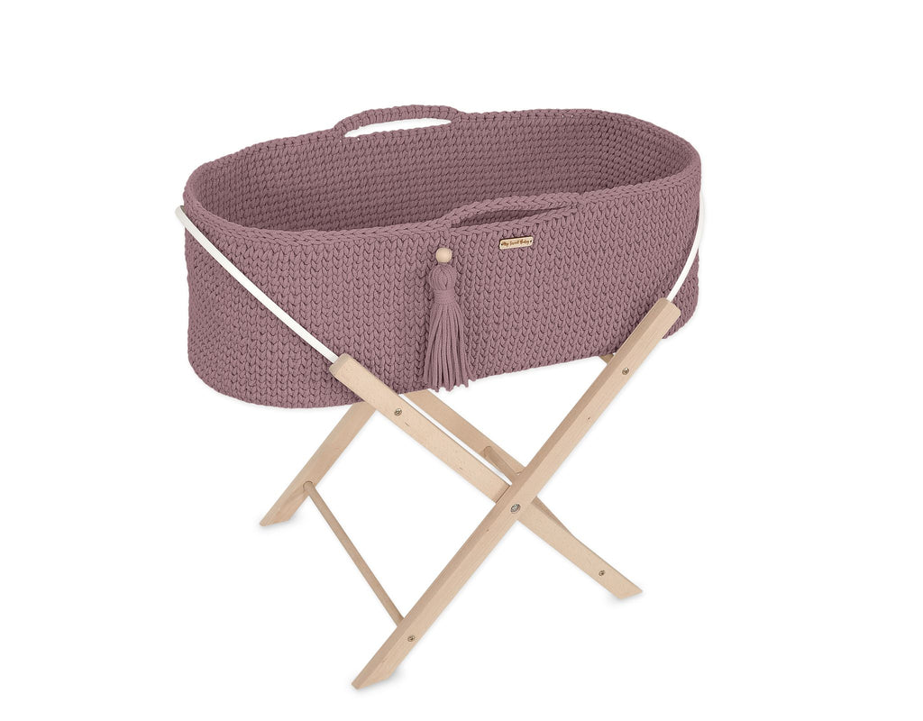 Moses basket BOHO Handmade with stand - mauve