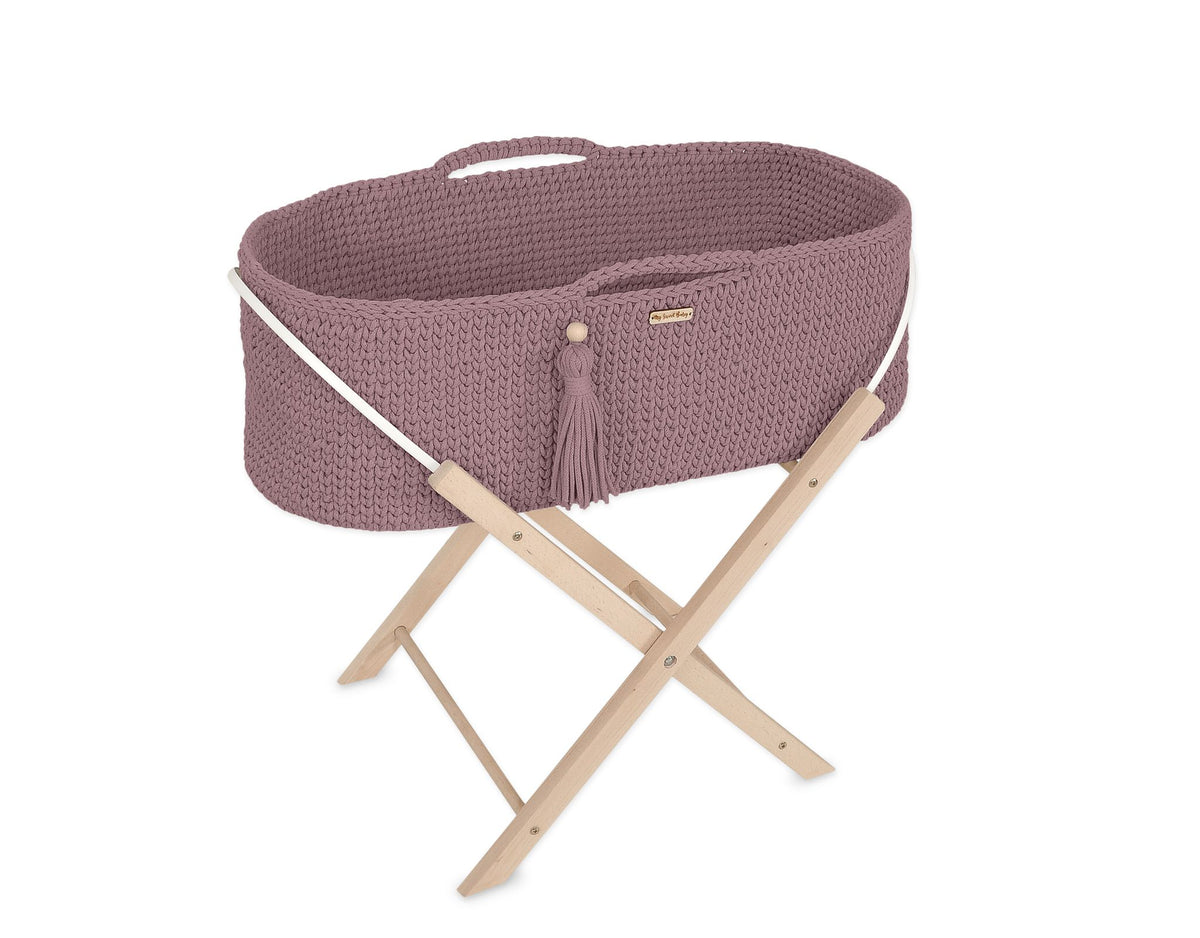 Moses basket BOHO Handmade with stand - mauve