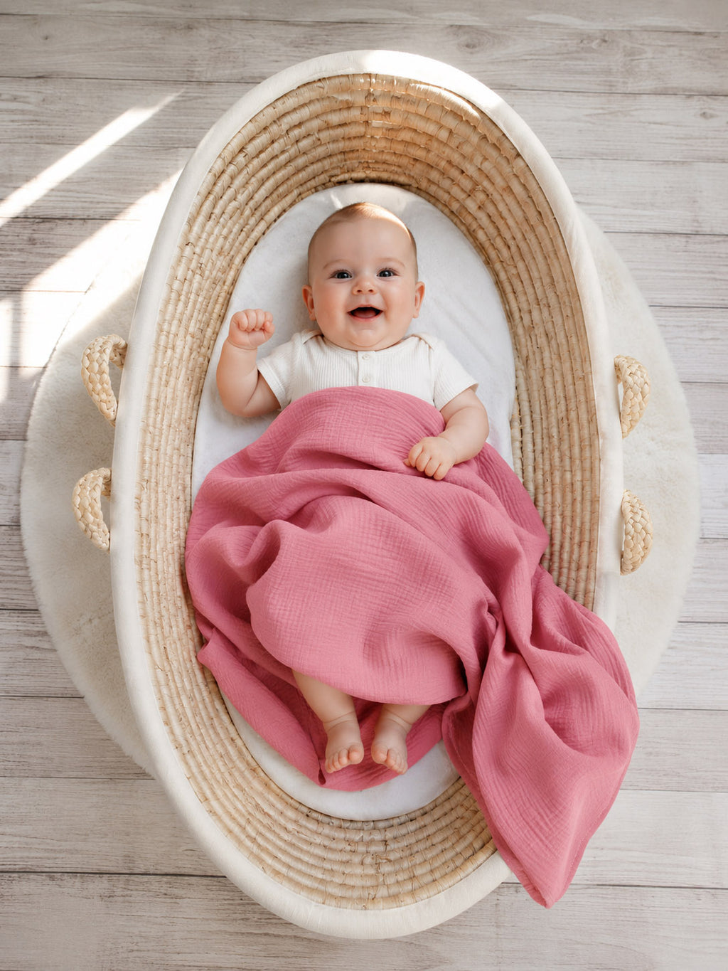 Muslin blanket for kids with tassels - pastel violet