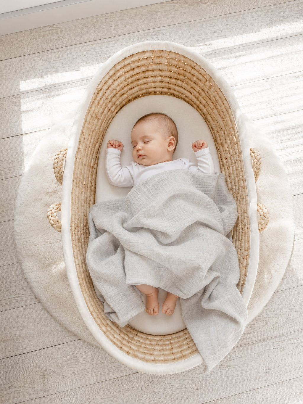 Muslin blanket for kids with tassels - grey