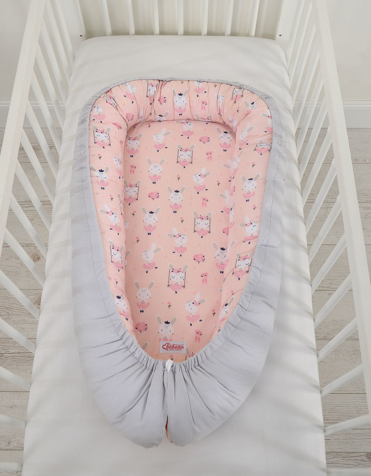 Baby nest double-sided Premium Cocoon for infants BOBONO- ballerinas pink