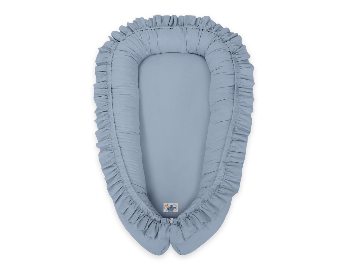 Baby nest Premium Cocoon for infants with a ruffle MY SWEET BABY- pastel blue