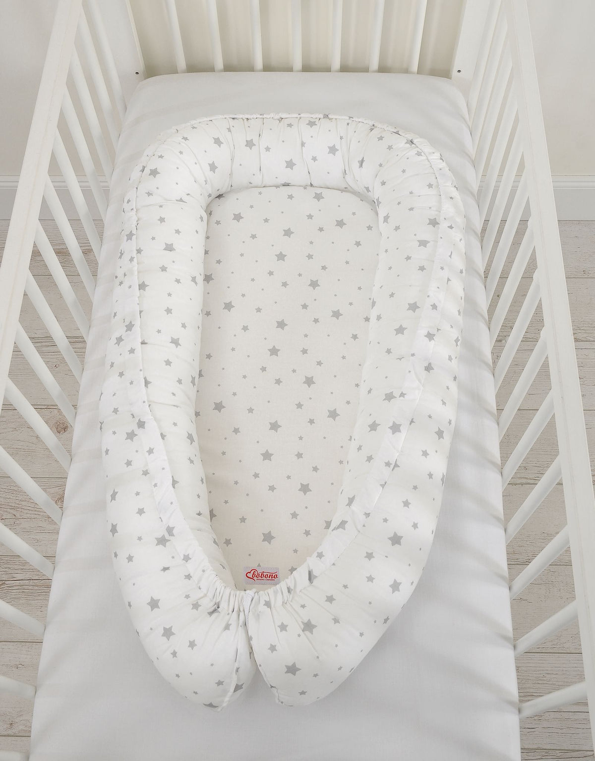 Baby nest double-sided Premium Cocoon for infants BOBONO- mini gray stars