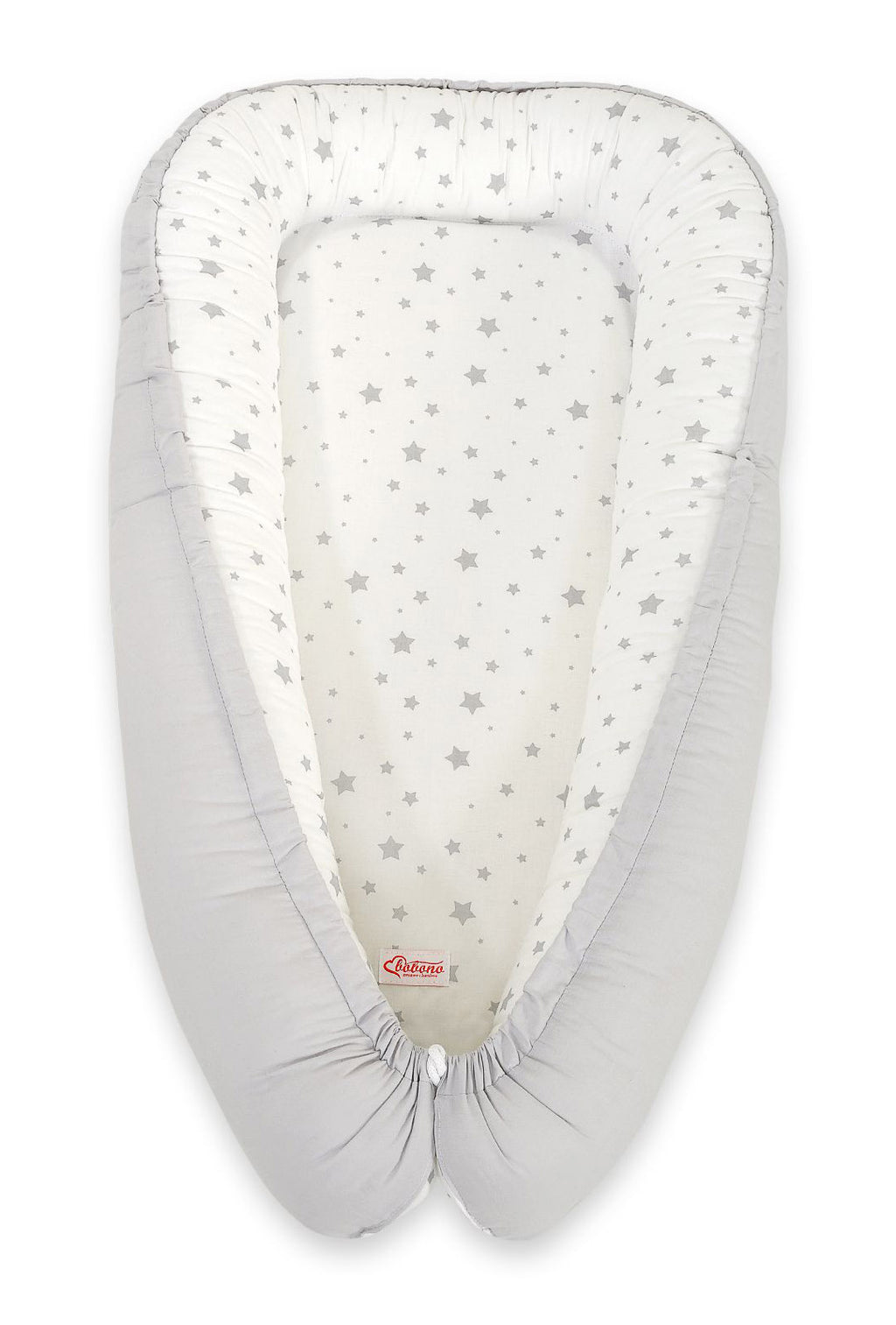 Baby nest double-sided Premium Cocoon for infants BOBONO- mini gray stars/ grey