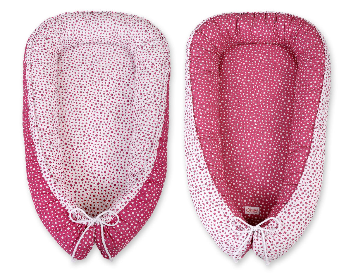 Baby nest double-sided Premium Cocoon for infants BOBONO- wine red stars