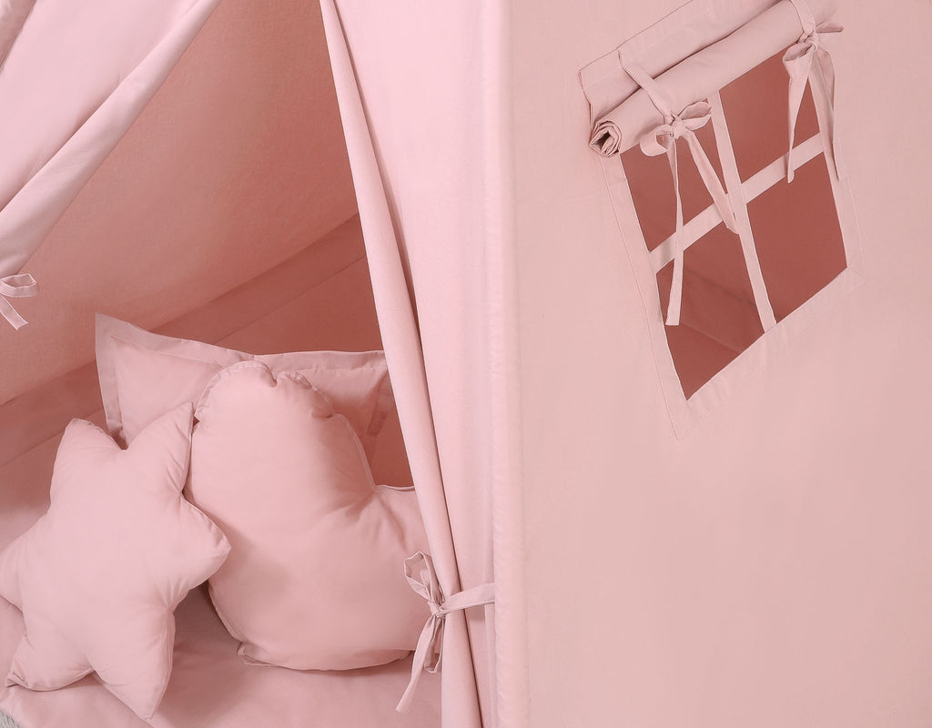 Teepee tent for kids + decorative feathers - pastel pink