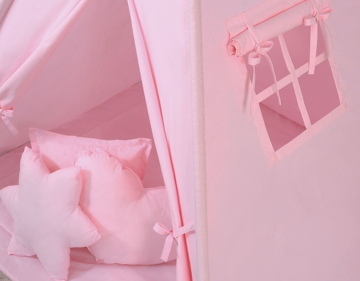 Teepee tent for kids + decorative feathers - pink