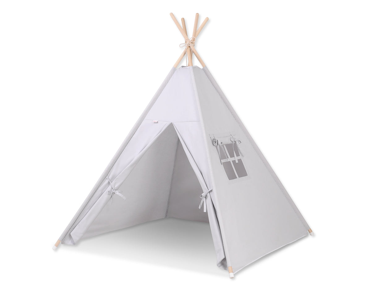 Teepee tent for kids + decorative feathers - gray