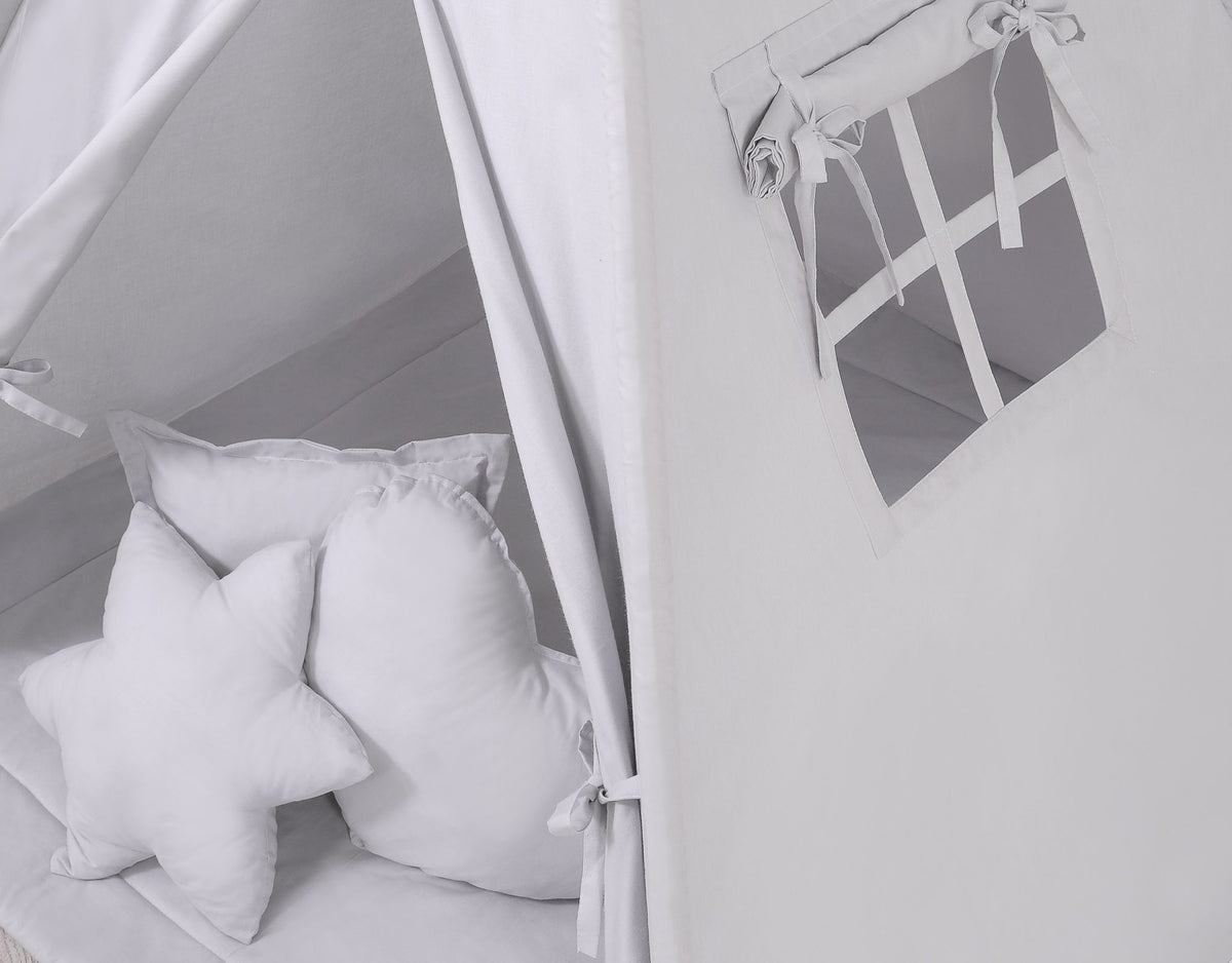 Teepee tent for kids + decorative feathers - gray