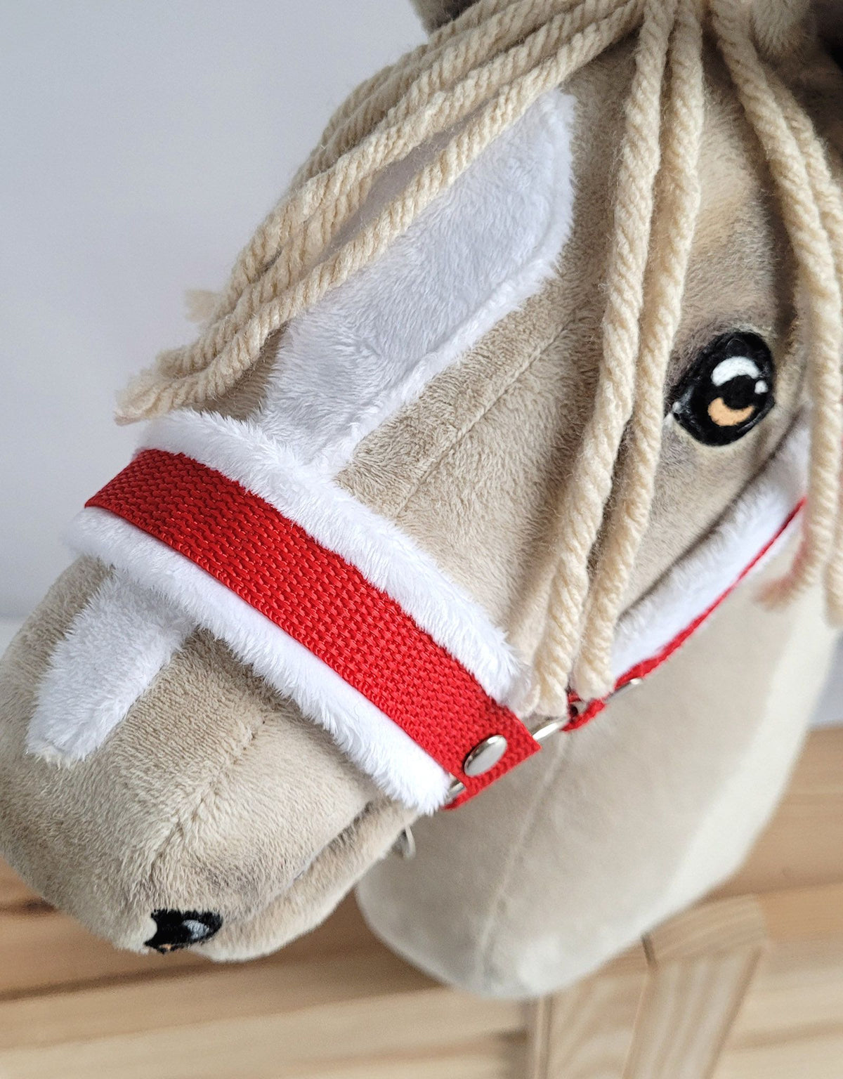 The adjustable halter for Hobby Horse A3 - red with white furry