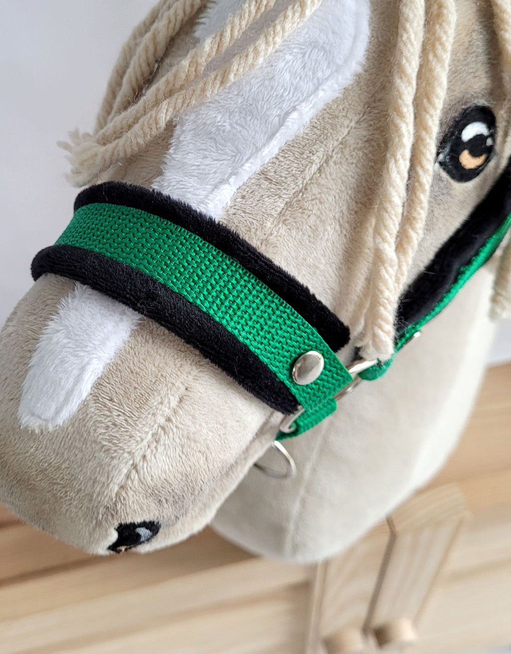 The adjustable halter for Hobby Horse A3 - green with black furry