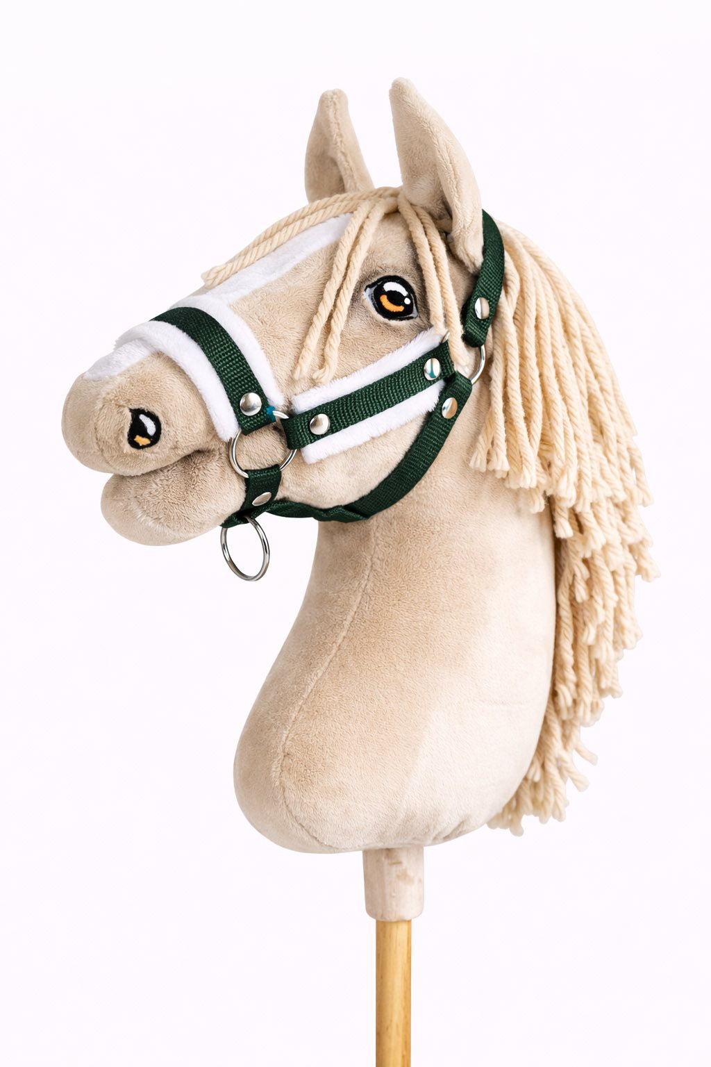 The adjustable halter for Hobby Horse A3 - bottle green with white furry