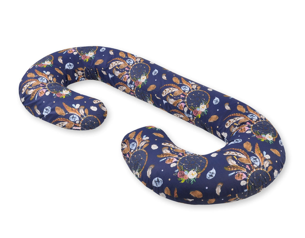 Cotton pillowcase for pregnancy Pillow C - dream catchers dark blue