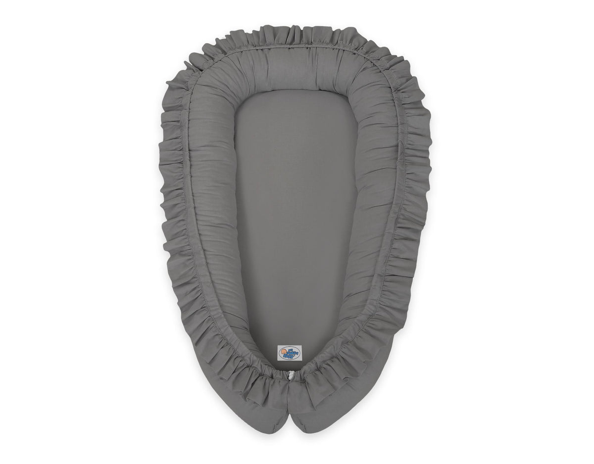 Baby nest Premium Cocoon for infants with a ruffle MY SWEET BABY- anthracite