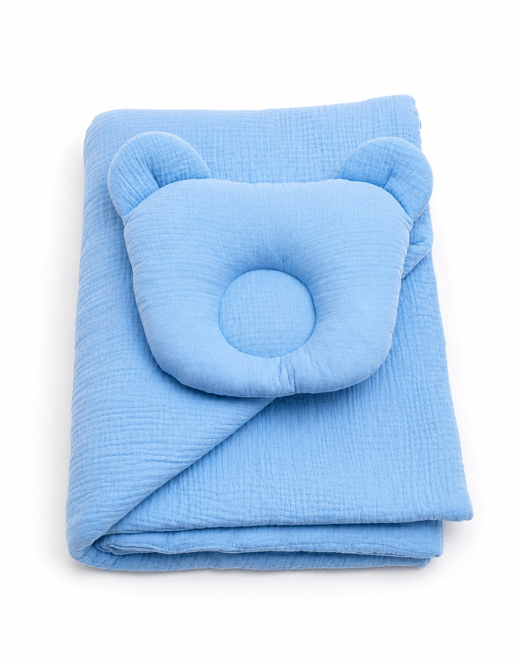 Duvet with pillow Teddy MUSLIN - 2pcs set - blue