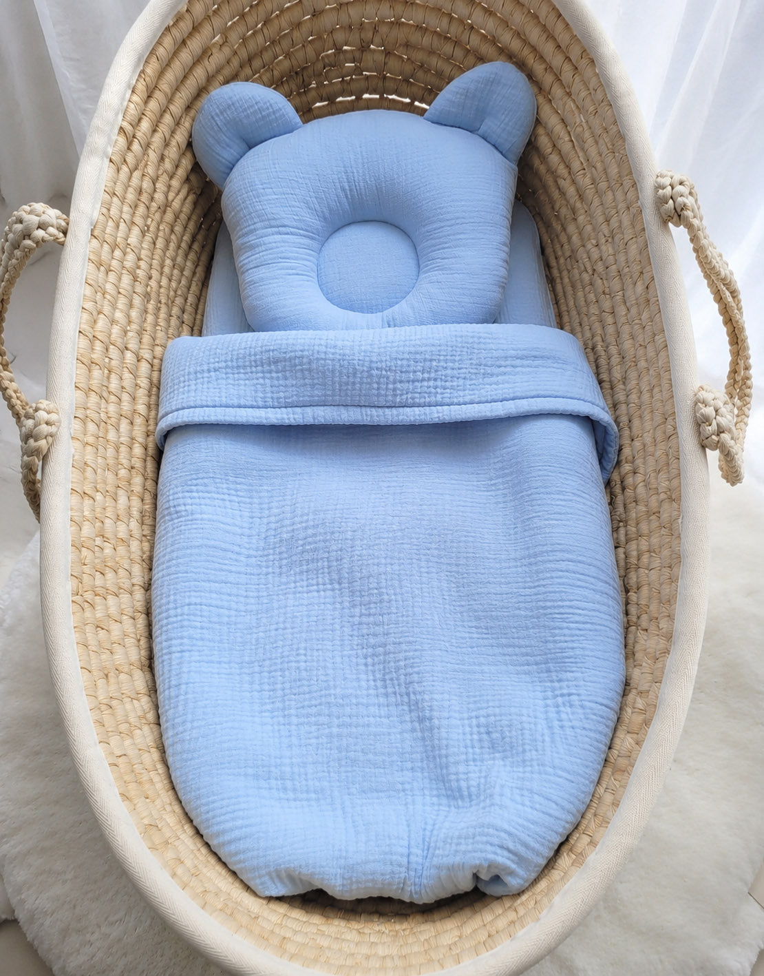 Duvet with pillow Teddy MUSLIN - 2pcs set - blue