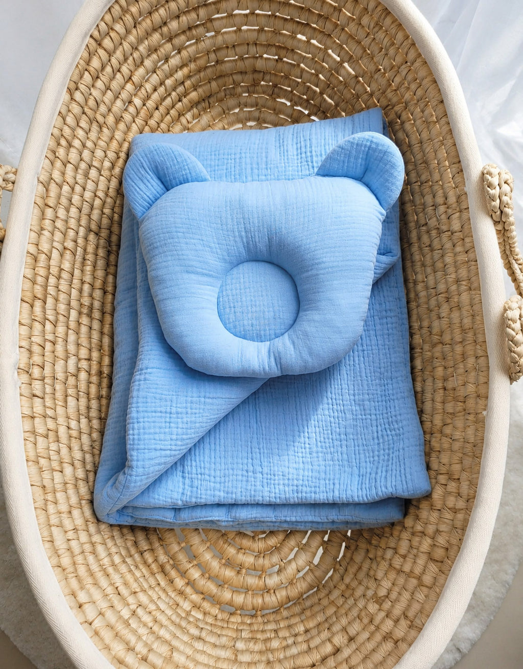 Duvet with pillow Teddy MUSLIN - 2pcs set - blue