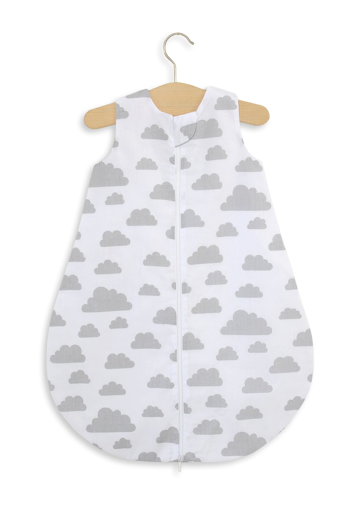 Cotton baby sleeping bag S 0-6 months for summer TOG 1.0 - grey clouds